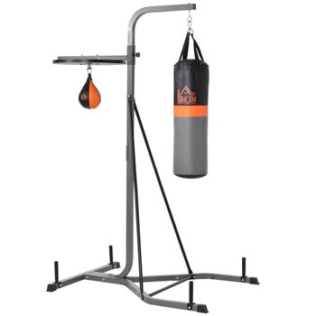HOMCOM Saco de Boxeo Colgante con Soporte Bola de Velocidad Ajustable en Altura