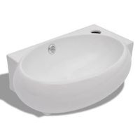 lavabo con hueco de grifo y rebosadero ceramica blanco vidaxl