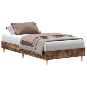 Estructura De Cama Sin Colchón Madera Roble Ahumado 90x200 Cm