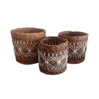cesta redonda de hojas de platano marron juego de 3