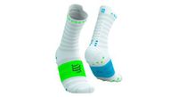 calcetines compressport pro racing v4 0 ultralight run high blanco azul verde