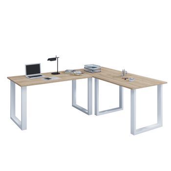 Vcm Vcm Escritorio De Madera | Escritorio Esquinero Liso | 220x190 | L Forma Izquierda O Derecha | Placa De Mesa De Trabajo 80 Cm De Profundidad | Mesa De Ordenador Muebles De Oficina - Lona U (blanco / Roble Sonoma)