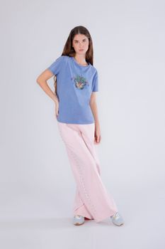camiseta con estampado de mariposas light blu