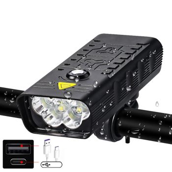 Linterna para bicicleta recargable por USB de 10000mAh, 5000 lúmenes, faro delantero LED súper brillante, luces frontal
