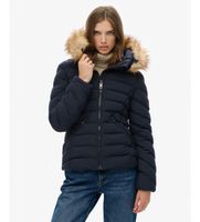 superdry para mujer w5012000a chaqueta acolchada fuji faux fur marino l casual poliester reciclado sostenible