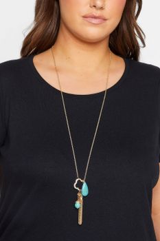 Collar Dorado De Borla Y Dijes