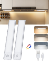 aigostar luz led armario con sensor de movimiento y bateria recargable led cocina bajo mueble 1100mah brillo y color ajustables con cable usb c luz led adhesiva y magnetica 204cm 2pcs
