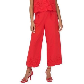 Only Pantalones Roxanne Long Trousers - High Risk Red para mujer