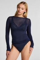 hunkemoller camiseta super suave de cashmere con escote barco azul