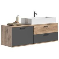 mueble bajo lavabo 1 puerta y 2 cajones - gris antracita y roble claro - selma