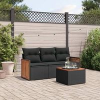 conjunto de sofas jardin 4 uds  mueble jardin mesa y sillas con cojines ratan sintetico negro cfw242209