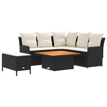 Juegos De Muebles 5 Uds. Negro Y Crema Ratán Sintético Vidaxl