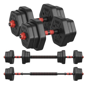 Juego de Mancuernas con Barra de Conexión Gimnasio, Negro Tinta / 20 kg