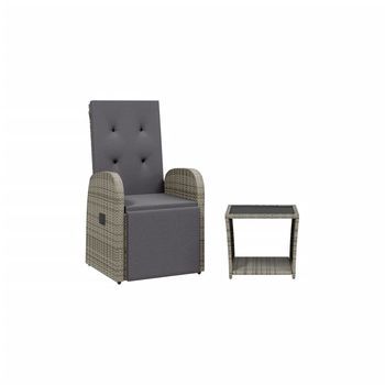 Juego De Comedor Jardín 2 Uds | Conjunto Mueble Jardin Mesa Y Sillas Con Cojines Ratán Sintético Gris
