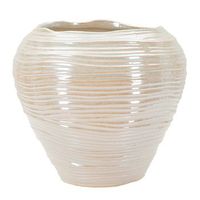 jarron de ceramica color perla o 27x24 cm