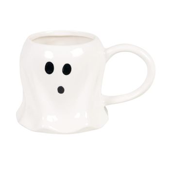 Taza fantasma de gres blanco y negro