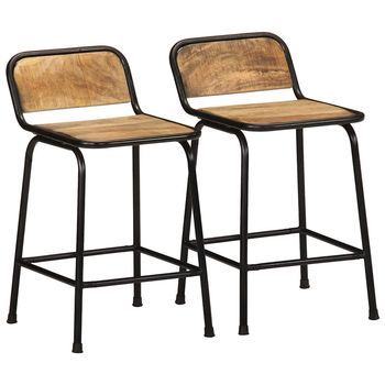 Taburetes De Barra 2 Uds 46x35,5x70 Cm Madera Maciza De Mango Vidaxl
