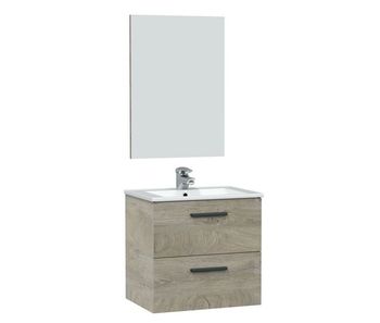 Mueble baño suspendido alan 2 cajones espejo, sin lavabo, alaska