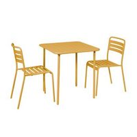 set mesa de jardin bistro de acero con 2 sillas 70 cm ocre
