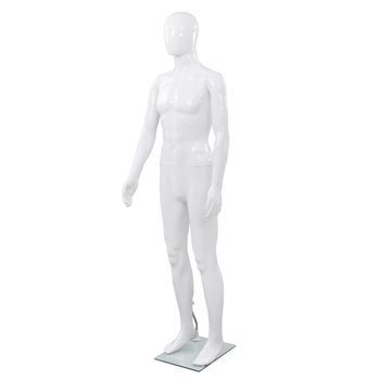 Maniquí De Hombre Completo Base Vidrio Blanco Brillante 185 Cm Vidaxl