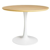 mesa de comedor redonda de chapa de roble y metal o100 cm
