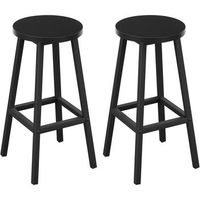 juego de 2 taburetes de bar - asiento redondo de madera de ingenieria - 305 x 305 x 645cm - negroklihome