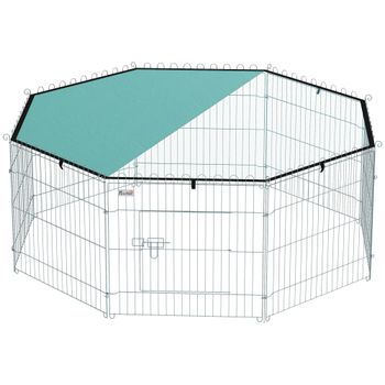 PawHut Parque para Perros de 8 Paneles con Cubierta 155x155x60 cm Valla Metálica para Cachorros Diseño DIY Puerta Verde