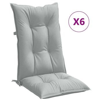 Cojines Para Silla Respaldo Alto 6 Unidades Tela Gris Claro Melange