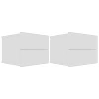 juego de 2 mesitas de noche de pared con cajones 40 x 30 x 30 cm madera contrachapada blanca dec034887