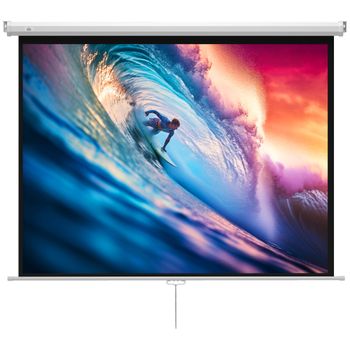 HOMCOM Pantalla Proyector de 84 Pulgadas Formato 4:3 4K Pantalla de Proyección Montaje en Pared o Techo Blanco