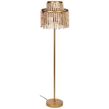 Lámpara De Pie De Metal Y Madera 38x38x130.5/152.5h Cm