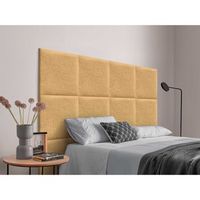 dhome cabecero tapizado para camas de 120cm compuesto de paneles autoadhesivos intercambiables de lino natural cama lujo dormitorio acolchado mostaza