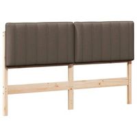 cabecero tapizado marron y topo 150 cm madera de pino macizo vidaxl