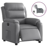 sillon reclinable electrico de cuero sintetico gris vidaxl