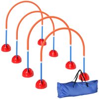 pawhut juego de agility para perros de 4 piezas con 4 puertas de ancho ajustable bolsa de transporte para jardin azul