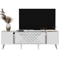soporte de tv de madera detas - 150 x 35 x 48 cm - plata