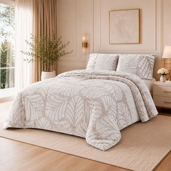 Edredón Invierno Sedalina Jacquard Hojas Sam 690 Gr/m2 90 Cm Rufino Diaz, Beige