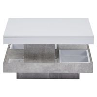 mesa de centro giratoria doble en color blanco y gris