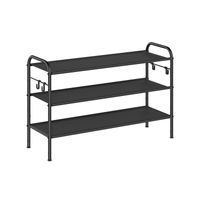 zapatero organizador zapatos estante metalico para zapatos con ganchos laterales 3 niveles 28 x 85 x 53 cm