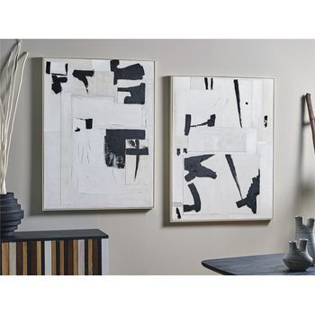 Cuadro Abst. Trazos Negros Sobre Blanco S/2 92x4x122cm