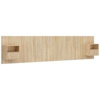 cabecero de dormitorio con estante integrado en la mesita de noche mdf marron claro tdl0205822