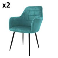 2x sillas de comedor turquesa tapizado respaldo apoyabrazos ergonomico