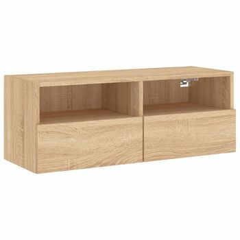 Mueble De Pared Tv Madera Ingeniería Roble Sonoma 80x30x30 Cm Vidaxl