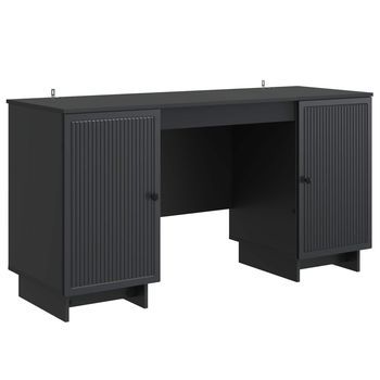 Escritorio Negro Madera De Ingeniería 142,5 X 50 X 75 Cm Vidaxl