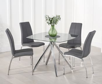 Elva 100cm Glass Dining Table with Cavello Chairs