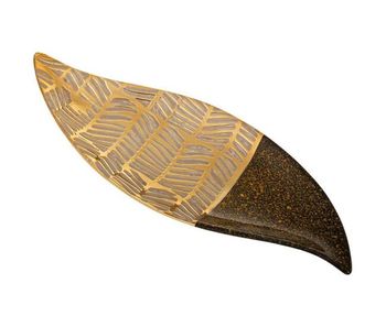 Centro de mesa de cerámica dorado 43x17x3 cm