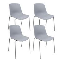 conjunto de 4 sillas en polipropileno y metal - asiento de diseno ideal para comedor y cocina - 55 x 82 x 51 cm - color gris