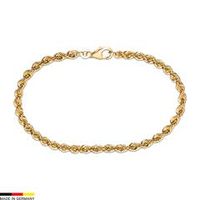 pulsera de cordon de 4 mm de ancho en oro de 8 quilates