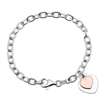 Pulsera de plata 925 corazones bicolor grabable