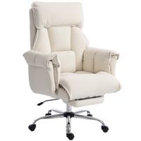 homcom silla de oficina silla giratoria regulable en altura con soporte lumbar reposapies franela tipo nieve 80 x 80 x 106-114 cm blanco crema   aosom espana